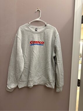 Kirkland Signature Gray Crewneck with Red and Blue Logo